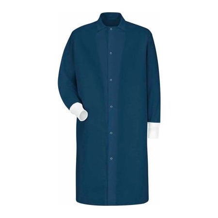 Vf Imagewear Red Kap Gripper-Front Butcher Coat W/Knit Cuffs, Pocket-less, Spun Polyester, Navy, M KS60NVRGM
